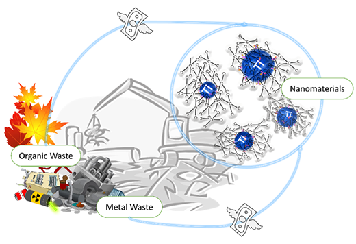 Illustration of Transformation of Metal and Organic waste into Highly Efficient Nanomaterials