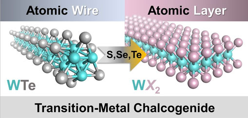 Illustration of the transformation from nanowires to nanoribbons in transition-metal chalcogenides