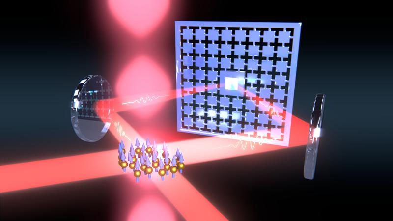 Light is used to couple a vibrating membrane to a cloud of atoms in order to form a control loop