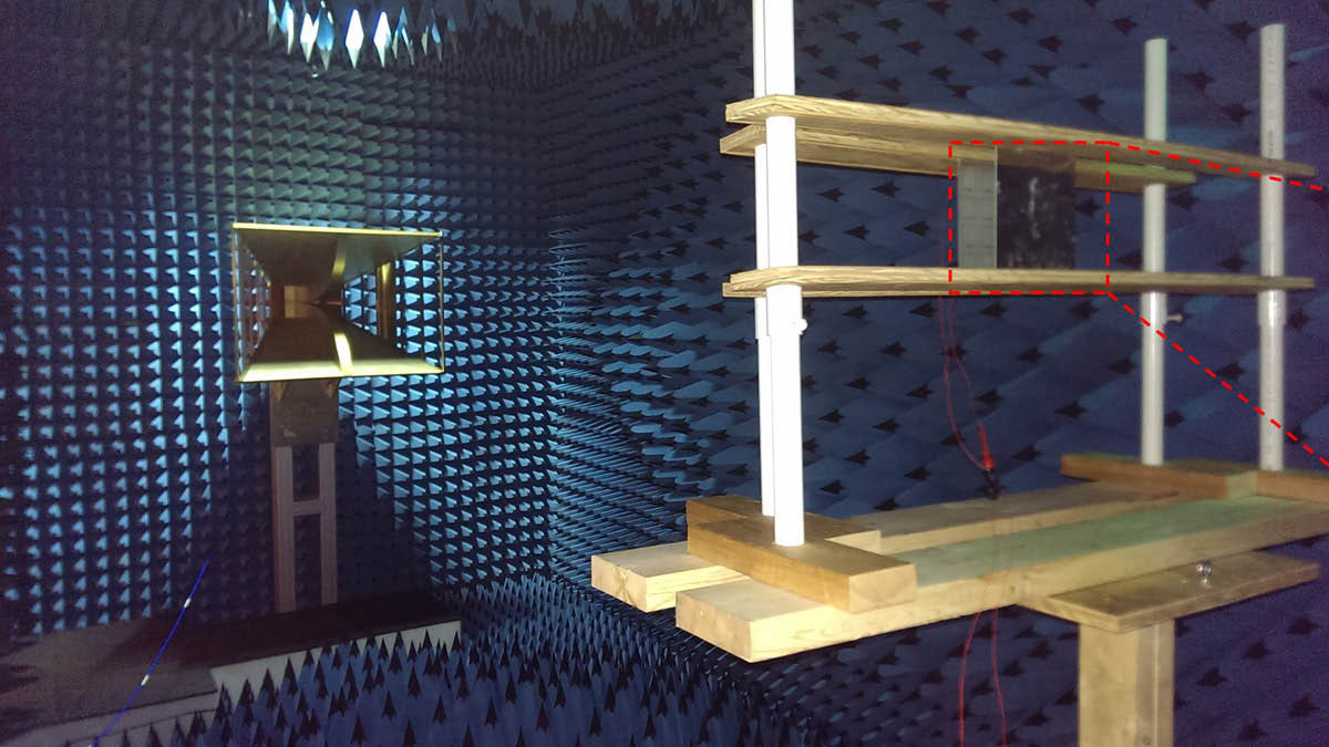 testing a metamaterial-based antenna in an anechoic chamber