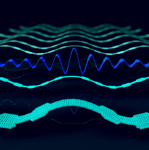 Vibration patterns of nanoscale crystalline silicon strings