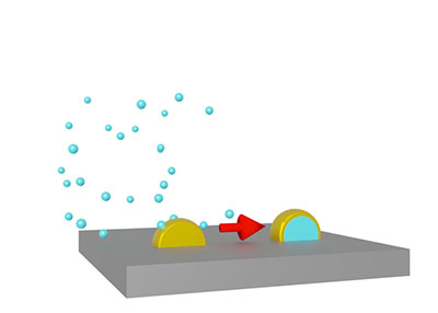 Metal atoms in nanoparticles can appear on the surface when the nanoparticles are coated with a different metal