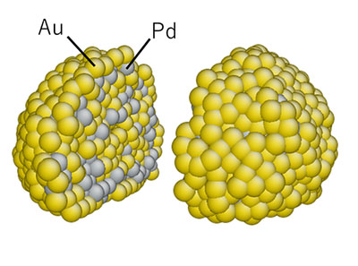Internal structure of Pd/Au nanoparticle obtained by molecular dynamics simulation