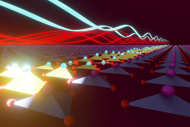 An intense mid-infrared laser pulse hits a ferroelectric LiNbO3 crystal and kicks atomic vibrations only in a short depth below the surface