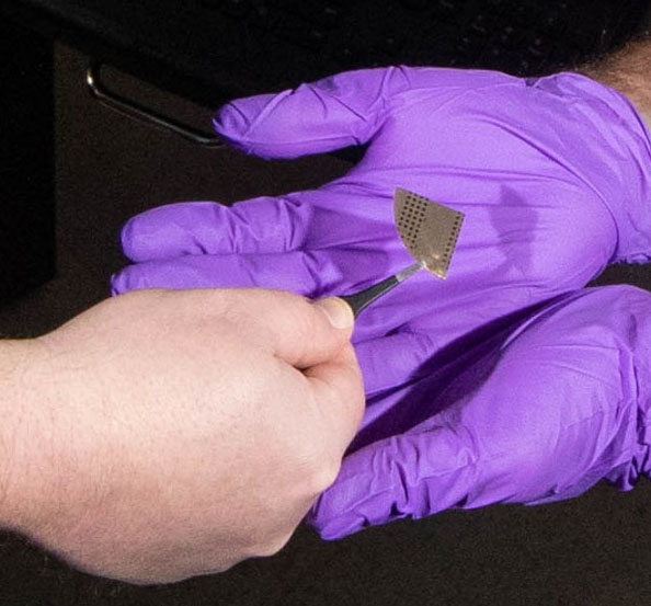 pincer holding gallium nitride diodes