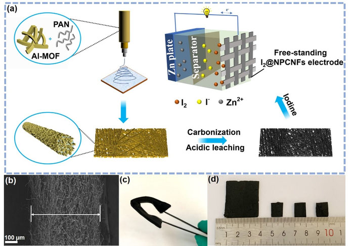 Shapeable carbon fiber networks with hierarchical porous structure for high-performance Zn–I2 batteries