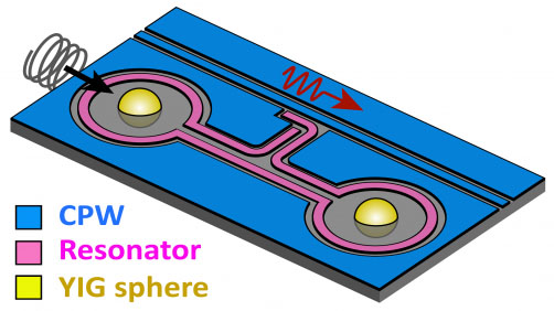 Schematic of the remote magnon-magnon coupling circuit