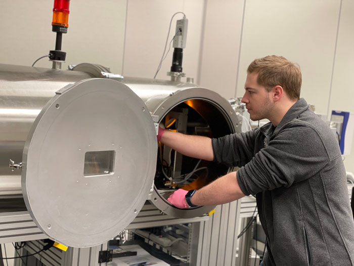 Graduate student, Josh Portner, collecting x-ray scattering data from supercrystals