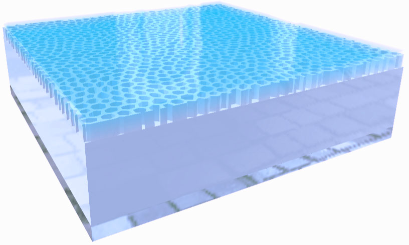 thin silicon membrane using a disordered honeycomb layer to maximise the absorption of sunlight