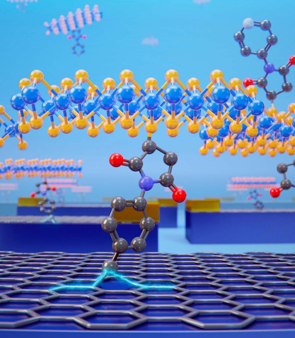 2D structures of MoS2 are connected to graphene using a covalent bond
