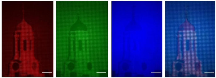 Resultados de imágenes de realidad virtual de Metalen de una torre de Harvard en canales rojo, verde y azul