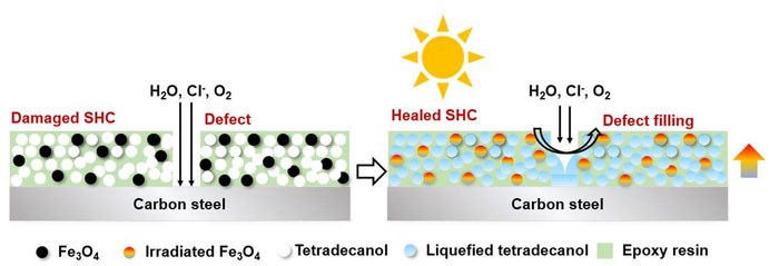 Corrosion protection mechanism of the intact, damaged and healed self-healing coating