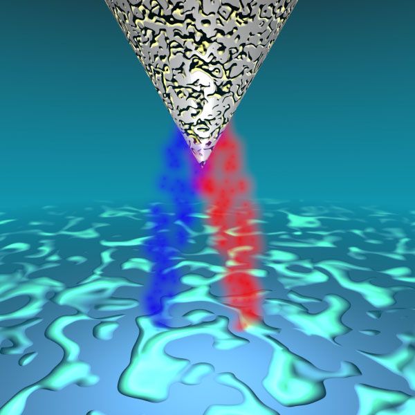 Illustration of Andreev reflection between a superconductor and an atomically sharp metal tip