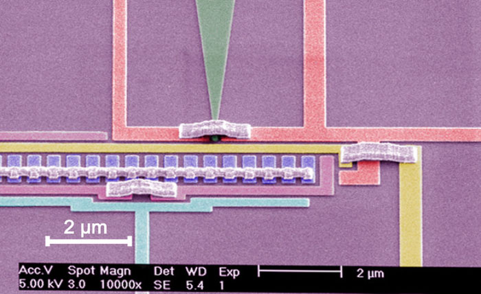 Micrografías electrónicas de barrido de un dispositivo electrónico