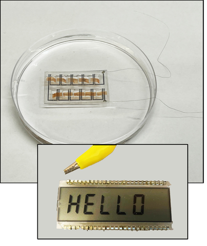 An integrated device array powers a small LCD screen
