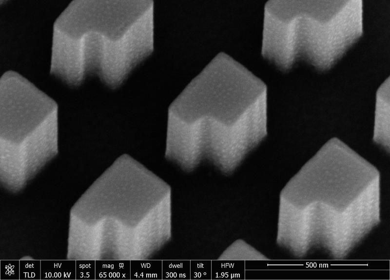 Scanning electron micrograph of a metasurface