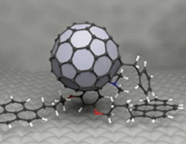 buckyball and molecule on a surface