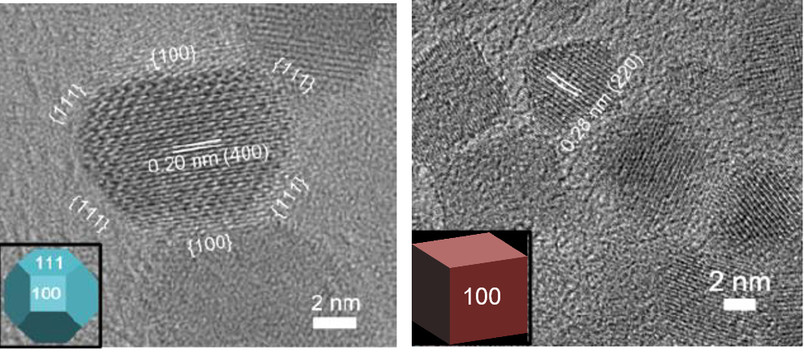 cube-shaped and spherical nanoparticles