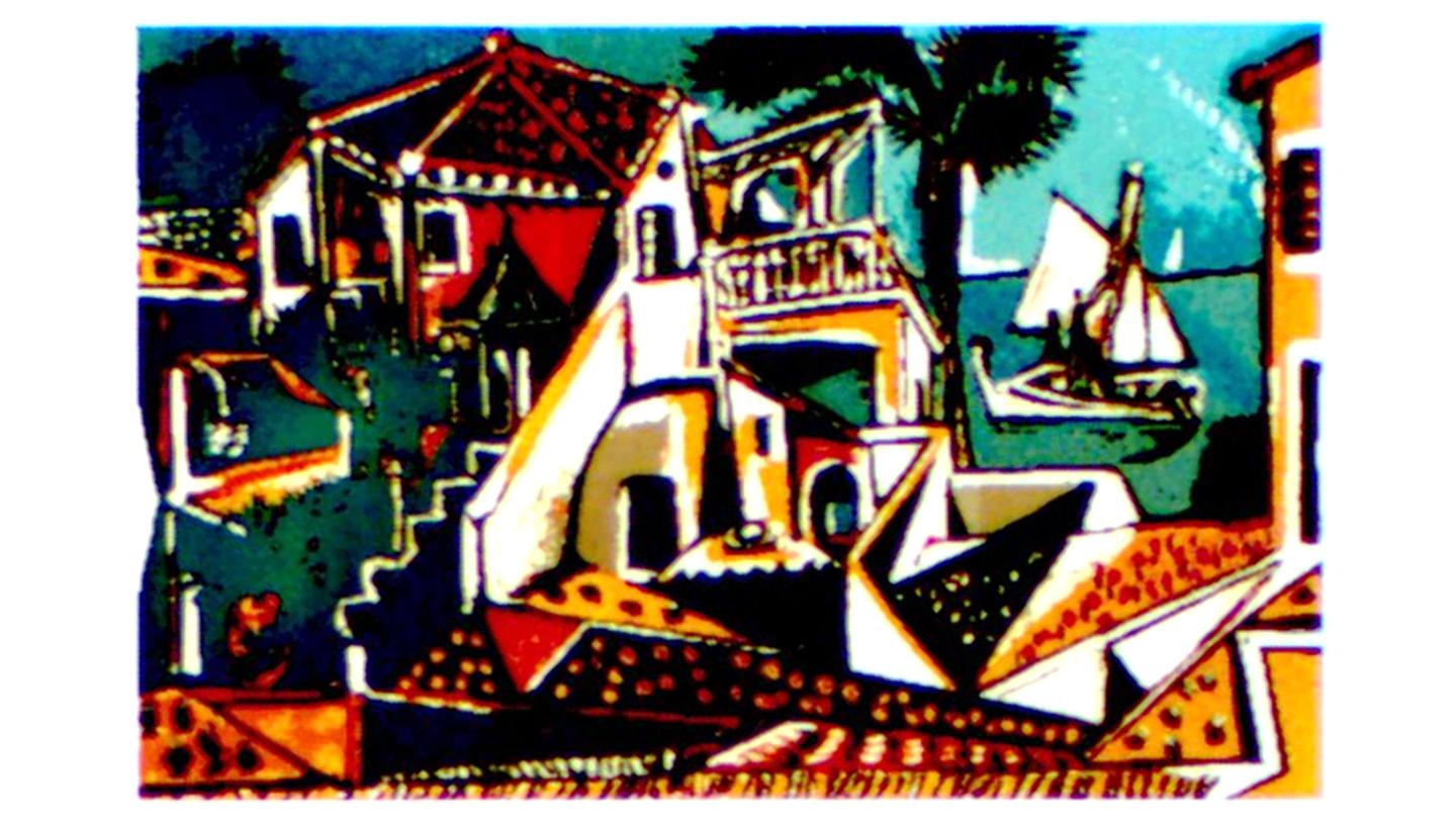 Optical image of a nano-printing of Picasso's Mediterranean Landscape