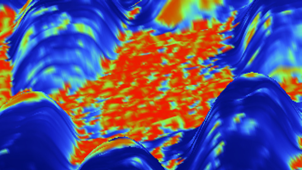 AFM scan of the surface of a bimetallic catalyst material in an aqueous medium
