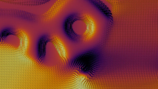 Simulation capturing the different swirling textures of skyrmions and merons observed in ferromagnet thin film