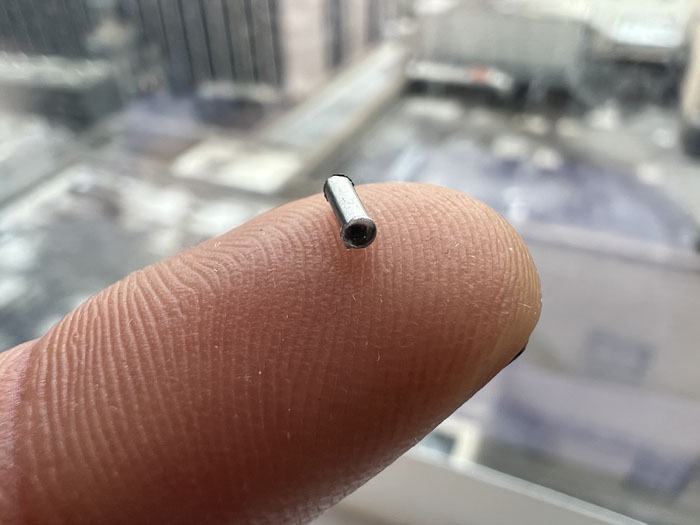 nanofluidic device smaller than a grain of rice on a finger tip