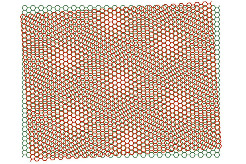 moiré pattern created by layering graphene with boron nitride