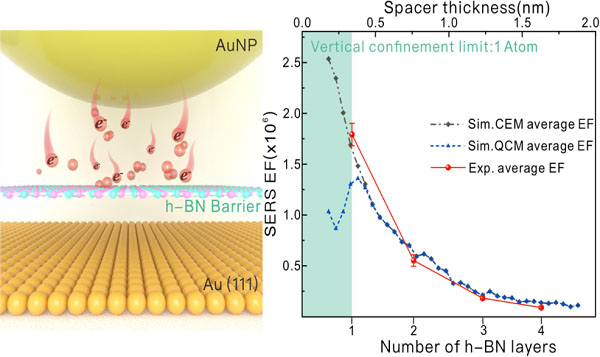 Schematic of a monolayer h-BN as hot-electron tunneling barrier