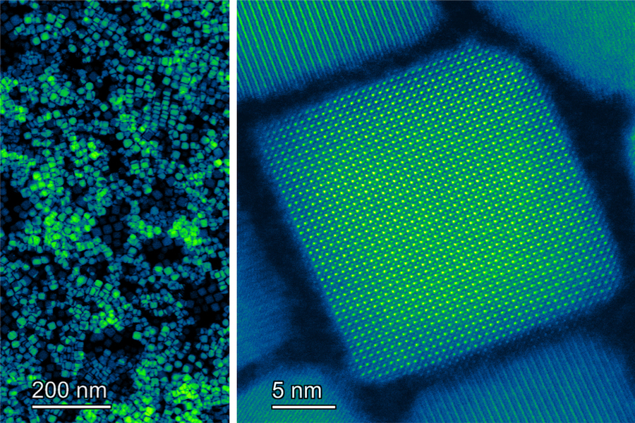 Microscopic imaging shows the size uniformity of the perovskite nanocrystals