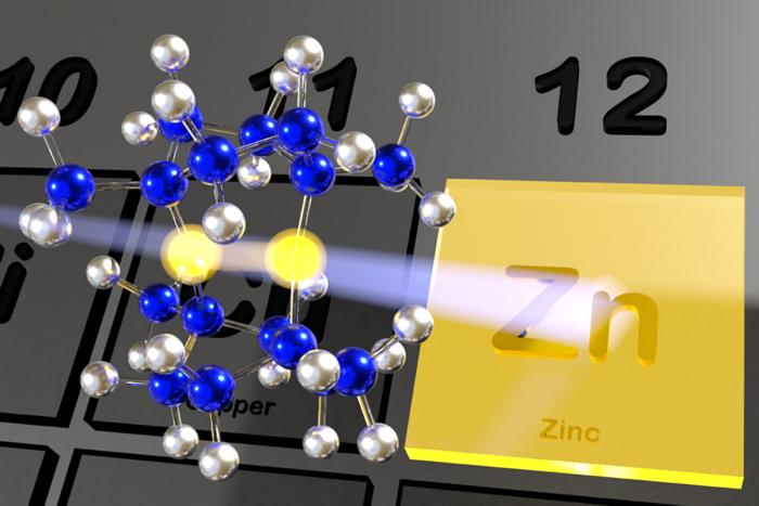 a two-center zinc complex that absorbs visible light
