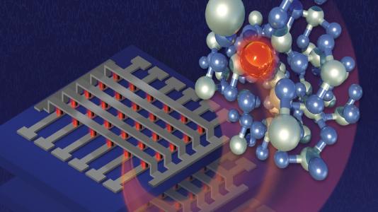 Schematic of a cross-bar circuit element designed for future low power, non-volatile memory or neuromorphic computing applications