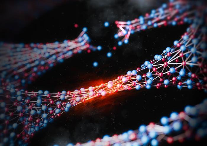artist impression of amorphous silicon carbide nanostrings testing to it's limit tensile strenght