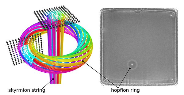 magnetization of the hopfion ring around a skyrmion string