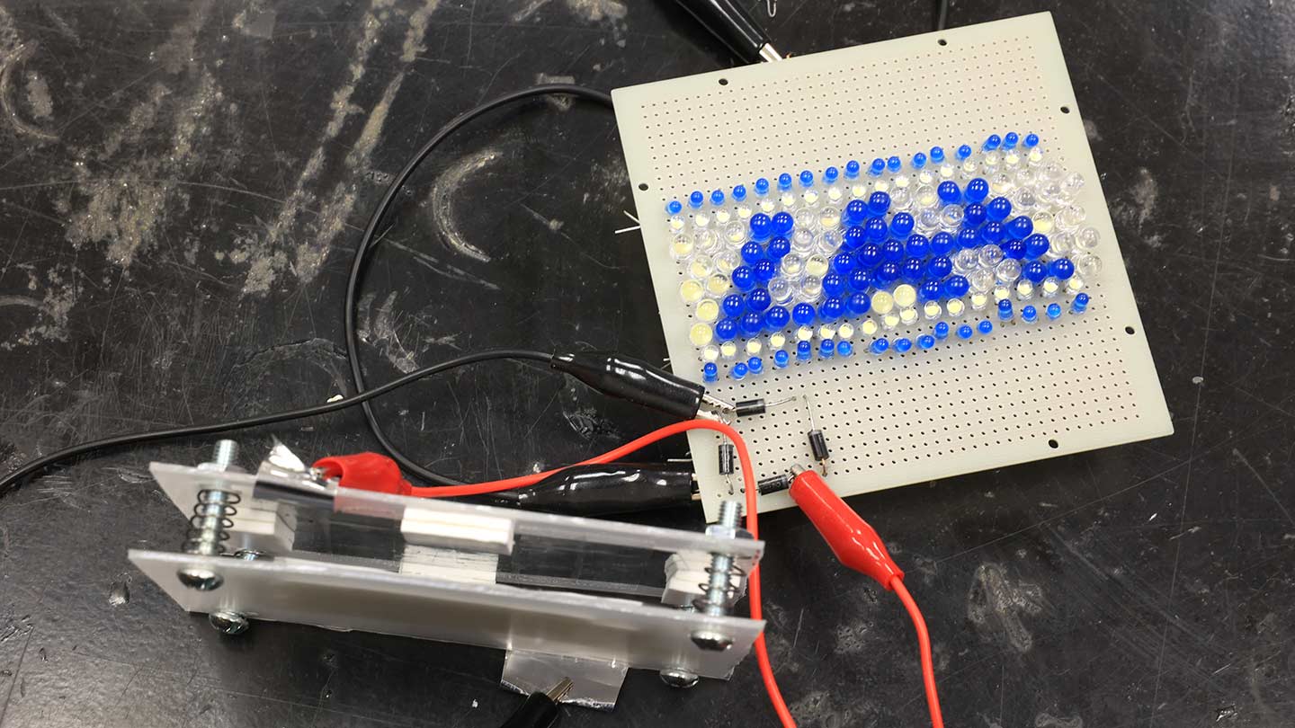 LED display demonstrates 'tacky' nanogenerator concept