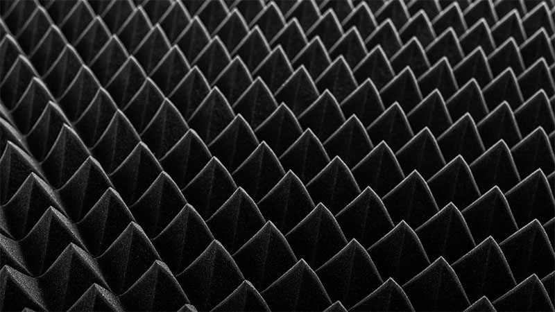 Fluorine gas etches the surface of silicon into a series of angular peaks that, when viewed with a powerful microscope, look much like the pyramid pattern in the sound-proofing foam