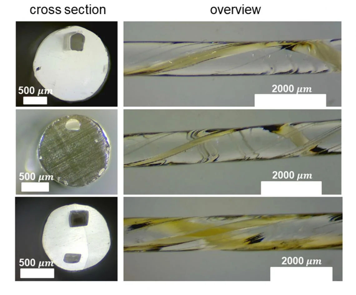 microfluidic fiber with internal spirals