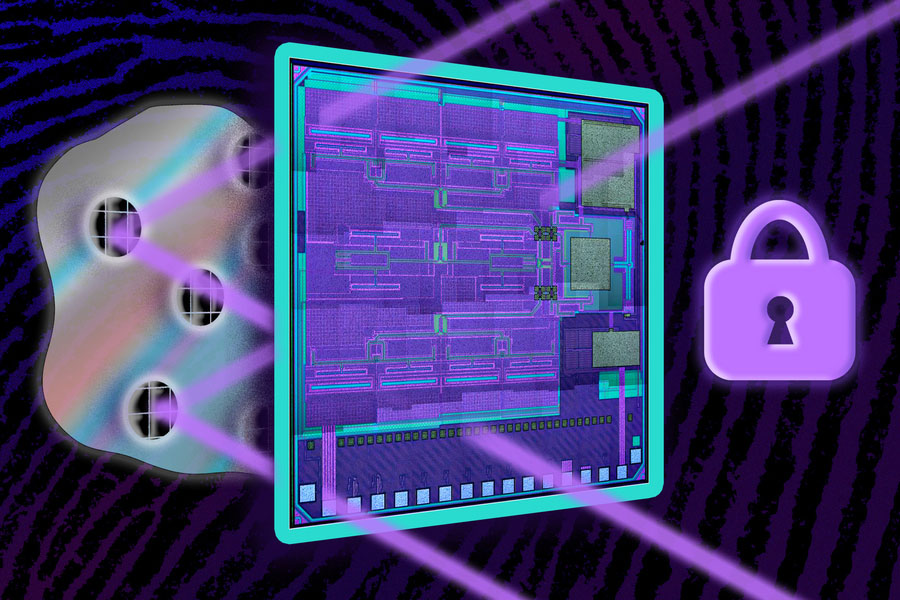 A cryptographic tag uses terahertz waves to authenticate items by recognizing the unique pattern of microscopic metal particles that are mixed into the glue that sticks the tag to the item’s surface