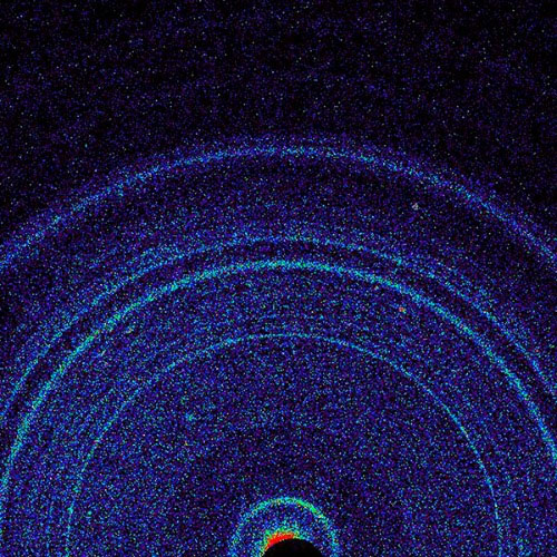 An x-ray diffraction pattern obtained from a sample of Martian soil