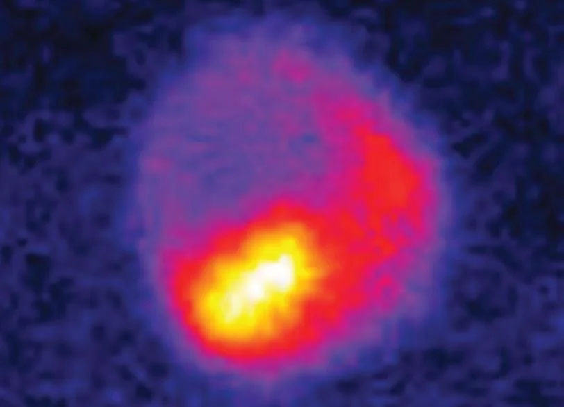 Image from SLAC's high-speed electron camera showing circular polarization of terahertz light