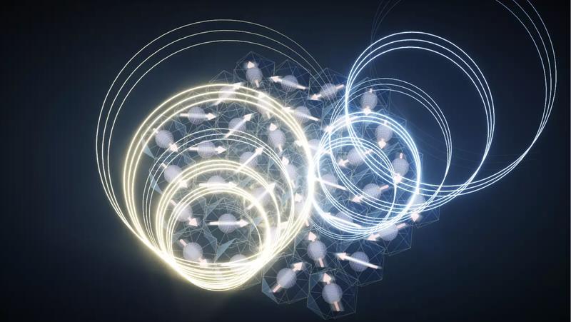 When researchers irradiate a thin layer of nickel iodide with an ultrafast laser pulse, chiral helical magnetoelectric oscillations arise