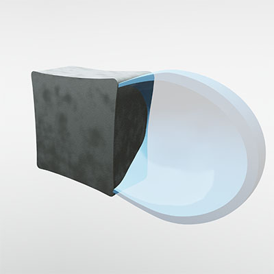 Schematic of the cross-sectional view for the water bubble at the surface of a palladium nanocube