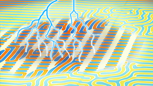 Artistic rendering showing light pulses striking a computer chip