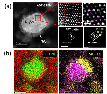 NiSnFe catalyst and its atomic structure analysis