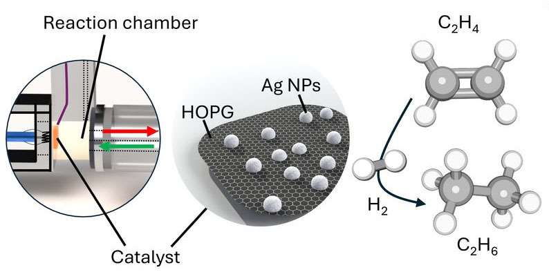 Silver nanoparticles on a carbon substrate can break down hydrogen molecules, which are then used for further hydrogenation reactions