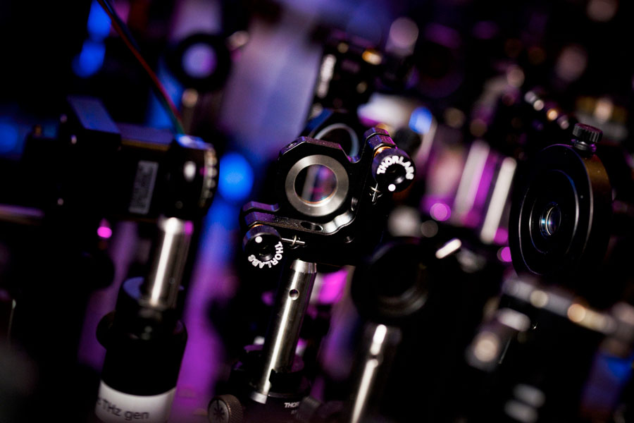 terahertz light setup in the lab