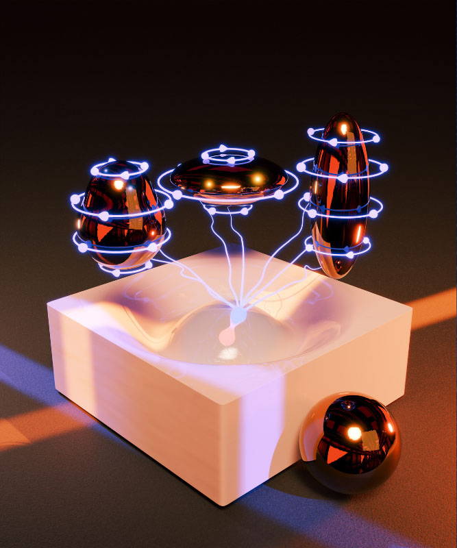 An artistic representation of minute nucleic differences detectable using a form of nuclear quadrupolar resonance