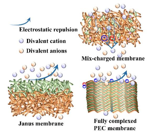 Enhancing the transport of divalent ions in a mix-charged membrane with a horizontal charge distribution