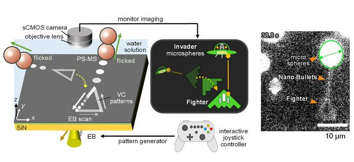 Electron-beam induced electro-force field display for dynamical biomanipulation system