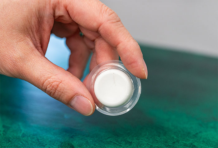Liquid nanofoam inside a plastic pouch