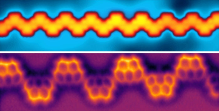 Microscopy images of the homogeneous Heisenberg chain made of Olympicene